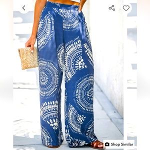Wide leg abstract print pant